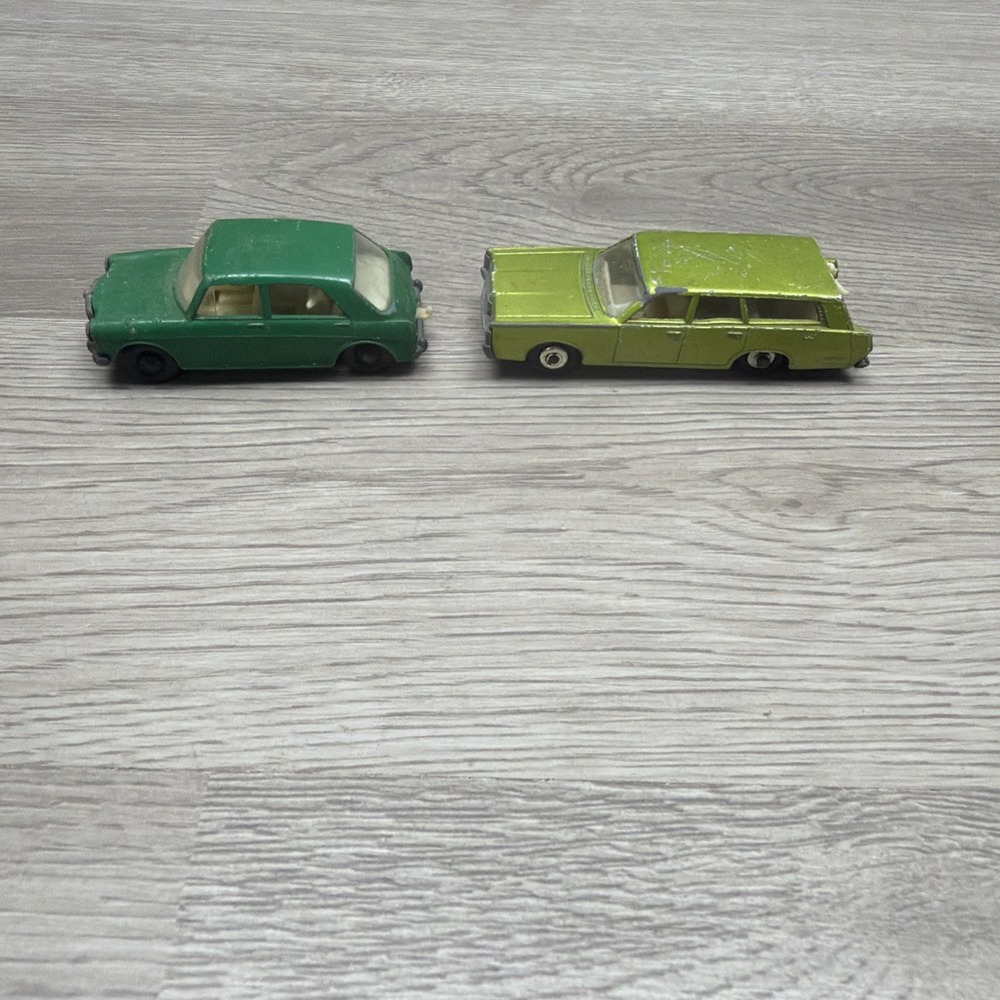 Lesney Matchbox #64 MG 1100 & #55 Or #73 Mercury Die Cast Vintage Cars Ft. Dogs